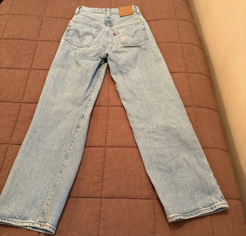 Levi’s Premium Ribcage Button-fly Straight Ankle Blue Jeans Size 24 With Big E