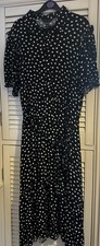 New Look Black & White Heart Print Collared Viscose Dress  UK 18