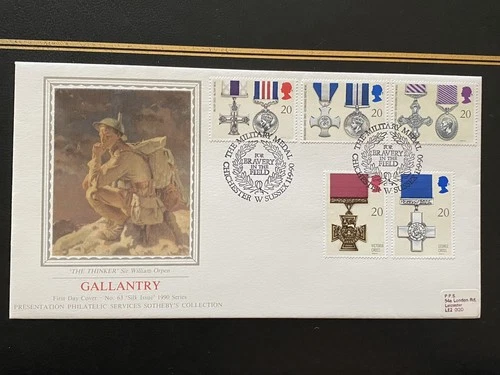 11/09/1990 GB Silk FDC: Gallantry - 50th Anniv. of George Cross, Chichester SHS