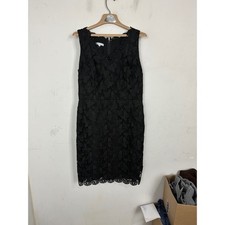 Talbots RSVP Black Butterfly Lace Sheath Dress V-Neck Sleeveless Size 10