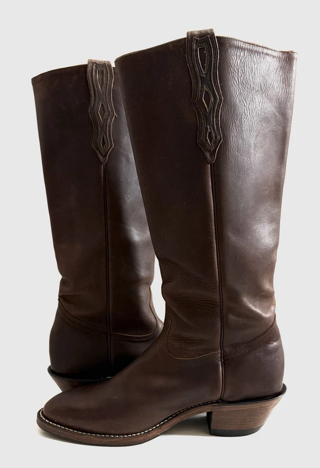 Boulet Hombres 9.5 E Shooter Marrón Cuero Alto Vaquero Western Rancher Botas 9003 Foto 4 de 4