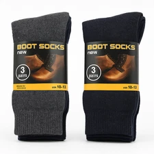 6 Pair Men’s All-Season Work Boot Socks Size 10-13 – Cushioned Durable Mid-Calf