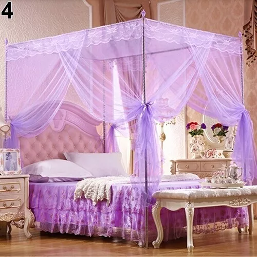 Lace Canopy Bed Curtain Net Midges for Twin Full Queen King Bed