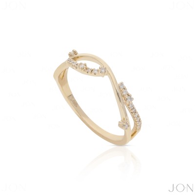 14K GOLD Diamond UNIQUE DELICATE WEDDING RING SIZE-3 TO 8 US
