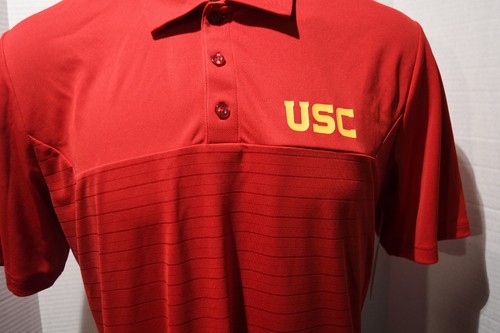 USC Trojans Men's Cardinal RED Striped Polo Shirt Men's Large NEW WITH TAG - Picture 2 of 6