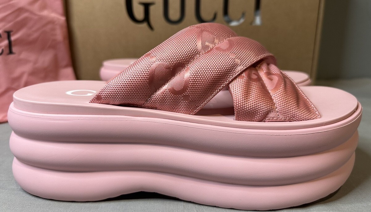 GUCCI プラットフォームサンダル ピンク Gucci 'Off The Grid' Pink Platform Slides Sandals Women Sz 40 (US