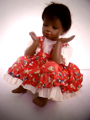 Zuckersüße Porzellankopf-Puppe ''Afroamerikanisches Mädchen WHITNEY'' von Artisa
