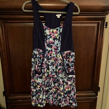 XHILARATION TARGET NAVY BLUE PINK BLUE GREEN FLORAL RACERBACK SMOCKED   DRESS XL