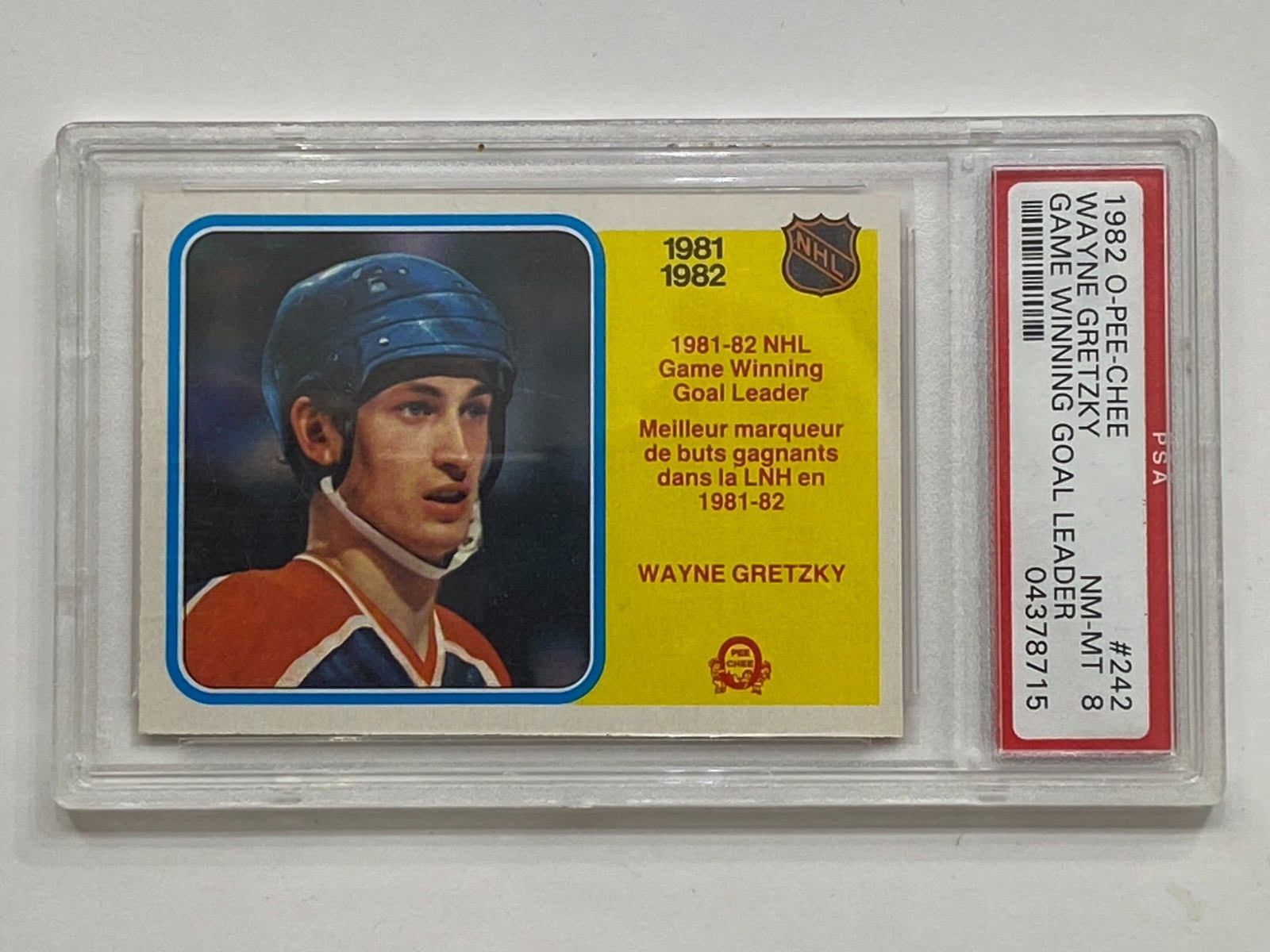 1982-83 O-PEE-CHEE #242 Wayne Gretzky LL PSA NM-MT 8 Edmonton Oilers NHL HOF view 1