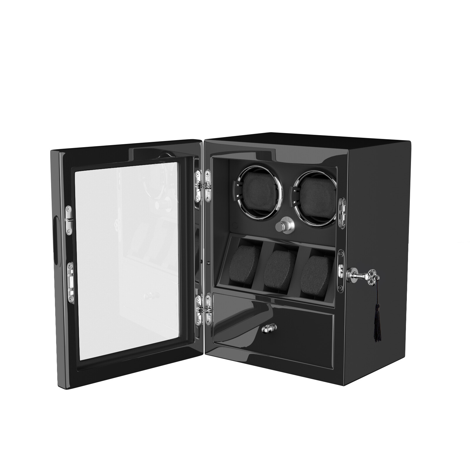 Automatic Watch Winder Box Display Storage Case With Jewellery Drawer