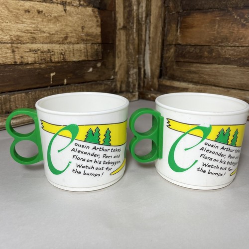 Arby’s Babar Elephant Mugs Childrens Toddler Plastic Cup Set of 2 Vintage - Picture 3 of 8