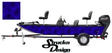 Chameleon Hexagons Blue Camo Boat Wrap Vinyl Graphic Decal Kit Fish Bass Fishing