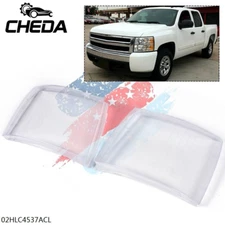 Pair Clear Headlight Lamp Lens Cover Fit For 2007-2014 Chevy Silverado