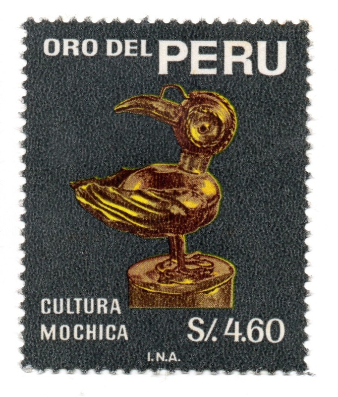 Ancient Peruvian Art, Mochica's gold bird,  S/.4.60, Perú 1968, accept offers 2