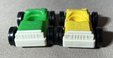 2 - Vintage Fisher Price Little People Cars Green Yellow Vehicles Toys
