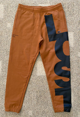 Lacoste Logo Print Sweat Pants French Terry VB9302 Brown Black Mens Size M (5)