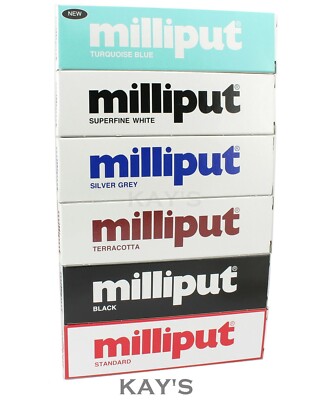 MILLIPUT EPOXIDKITT STANDARD, TERRAKOTTA, SCHWARZ, SUPERFEIN WEISS, TÜRKIS