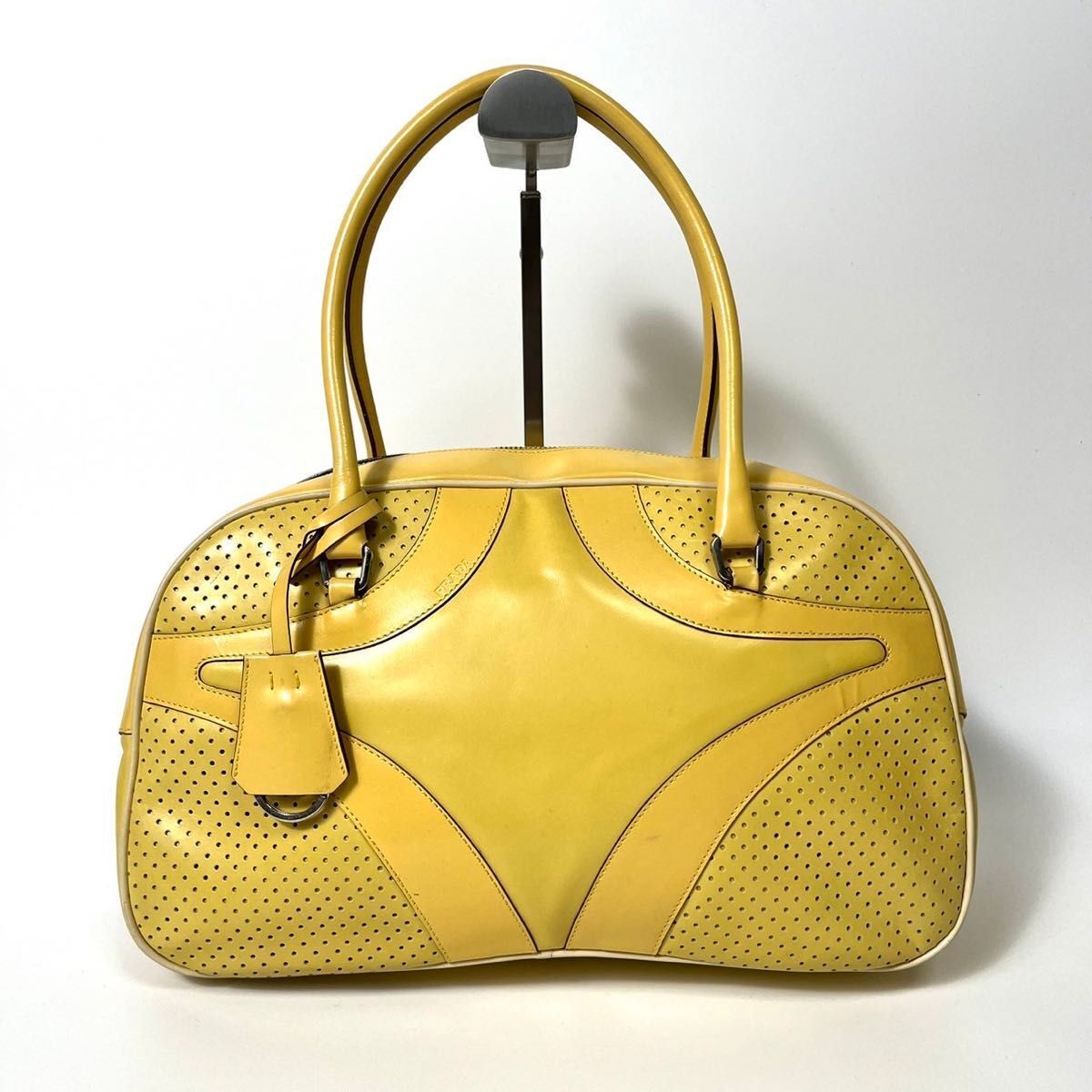 PRADA Bowling Bag Yellow Leather Women's y2k Used from Japan PRADA Bowling Bag Yellow Leather Women's y2k Used from Japan