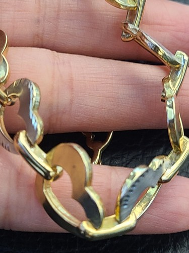 14k Heart Necklace, 14k Gold Two Tone Heart Necklace, Gold Hearts, Graduated - Picture 13 of 24