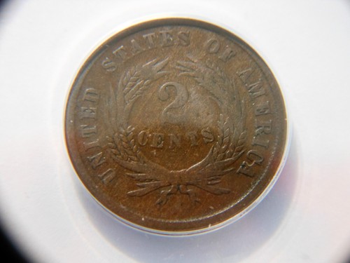 1864 ANACS F-12 (Small Motto) 2 Cent Piece, Great *Key Date* Vintage Coin - Picture 4 of 7