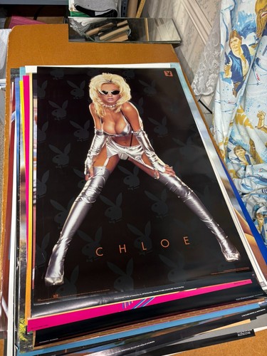 #39 Vintage 1996 Poster 35x23 Chloe Jones Playboy Silver Suit Boots OSP #2972
