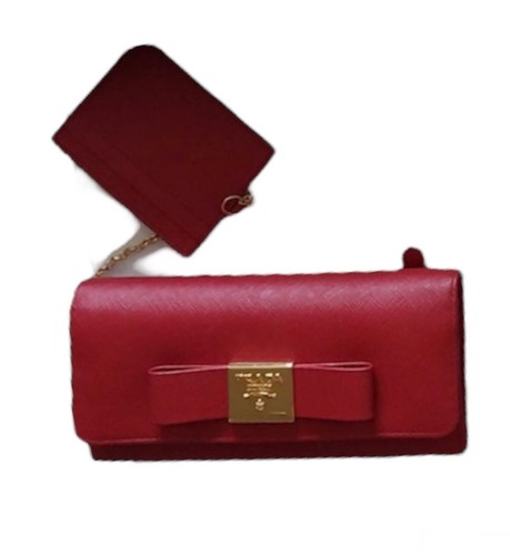 New Red Prada Saffiano Lux Leather Wallet with gold hardware - Picture 4 of 5
