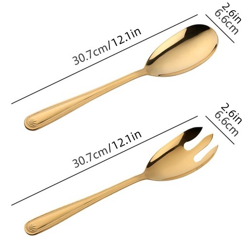 2Pcs Large Service Spoon Kit Stainless Steel Cutlery Set For Kitchen Tool - Picture 2 of 19