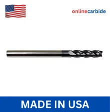1/4" Solid Carbide End Mill – 4 Flute Long Center Cutting – TiAlN Coated USA