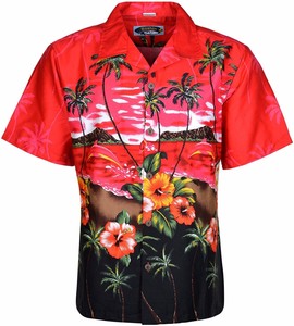 camisa manga corta flores hombre