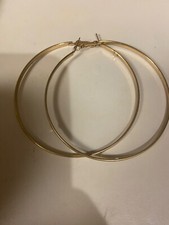LARGE 3.25 inch HOOP EARRINGS GOLD TONE HOOP EARRINGS