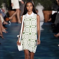 Tory Burch Lexi Crochet Dress Runway Green RARE 4 6 Size S $550