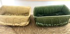 TWO MATCHING VINTAGE ART POTTERY PLANTERS SET OF GREEN & YELLOW FLUTED MCM NEW!! — photo 1