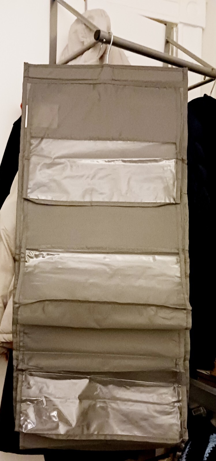 Handbag Organizer 6 Clear Sleeves For Purses Or BackPacks Hang Over Door /Closet-image