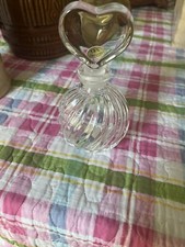 NEW Vintage Crystal Perfume Bottle with Heart Stopper  18% Swirl Glass