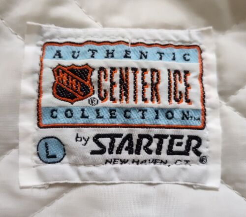 VTG RARE MADE INUSA STARTER CENTER ICE MINNESOTA NORTH STARS SATIN JACKET SIZE L - Picture 6 of 7
