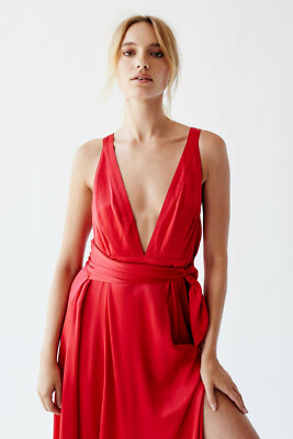 strapless open back dress Daphne Red Satin Mini Dress - US 10 main image 0