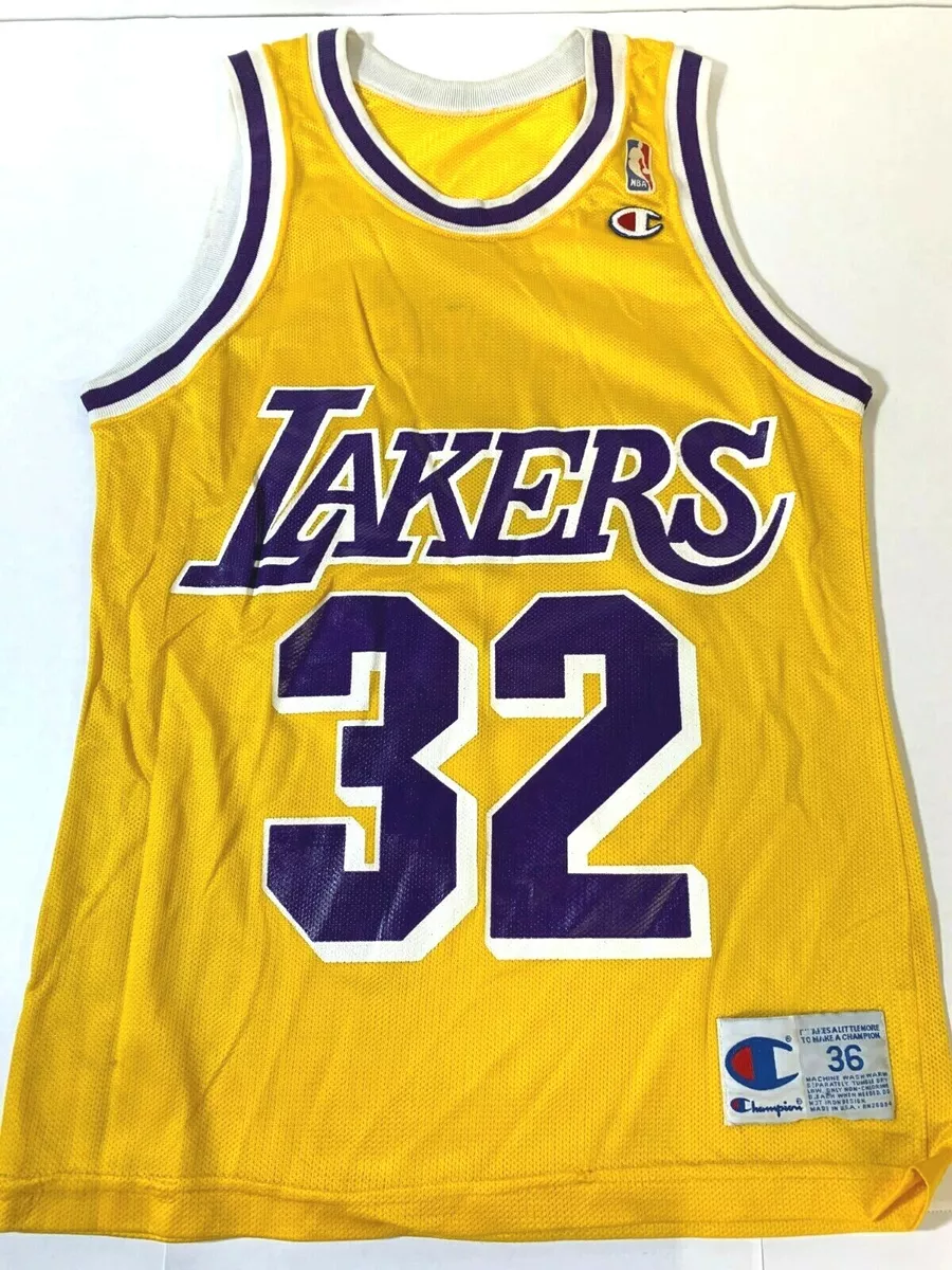 NBA LOS ANGELES LAKERS HARDWOOD JERSEY SHIRT CHAMPION #32 JOHNSON