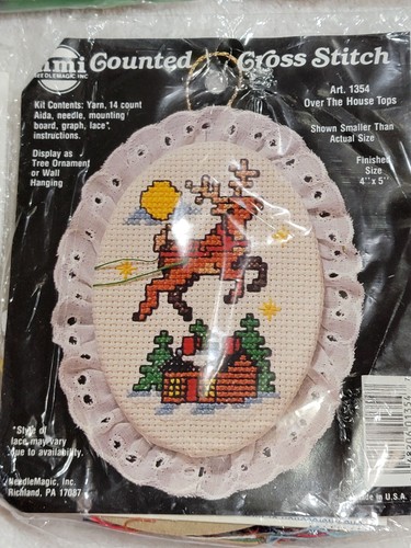 7 NEW NMI + STITCH 'N HANG FRAME COUNTED CROSS STITCH KITS CHRISTMAS ORNAMENTS - Picture 8 of 9