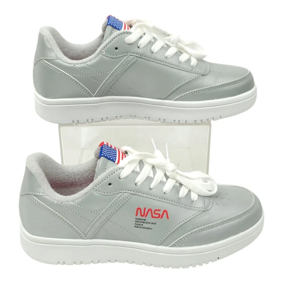 NASA Cápsula Plata Tenis Zapatos Mujer Talla 8 M Tenis Iridiscente Brillante Espacio Foto 2 de 4