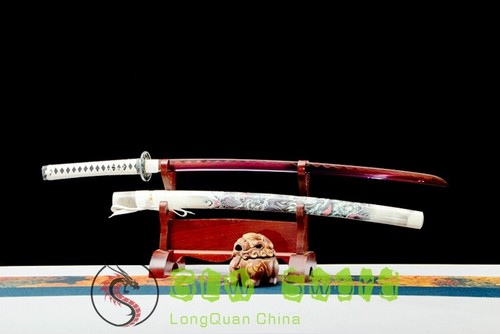 41“”Full Tang Sharp Red Blade Katana Japanese Samurai Sword High Manganese Steel - Picture 5 of 17