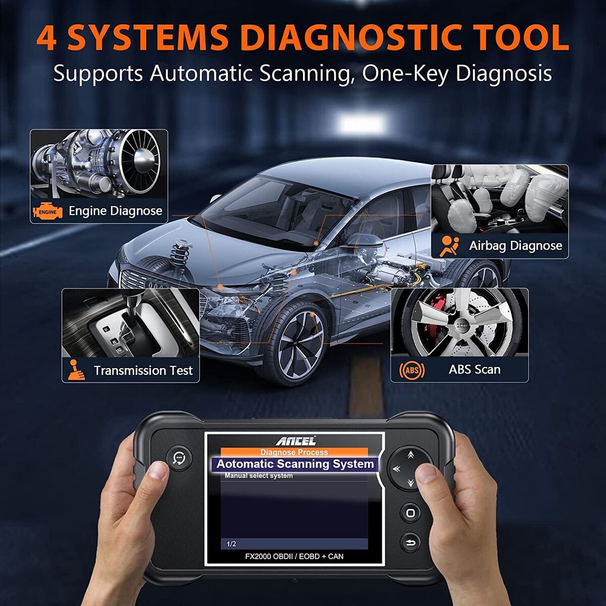 Check Engine Transmission ABS SRS Code Reader OBD2 Scanner Car Diagnostic  FX2000 611677789497