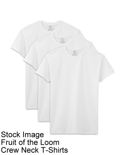 Fruit of The Loom 5 White Tagless Crew Neck Tshirts Size M for sale