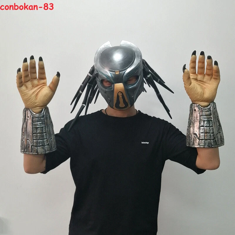 Máscara de depredador Guantes Adultos Cosplay Látex Accesorios Tocado Casco Guante Conjunto Regalos Foto 2 de 4