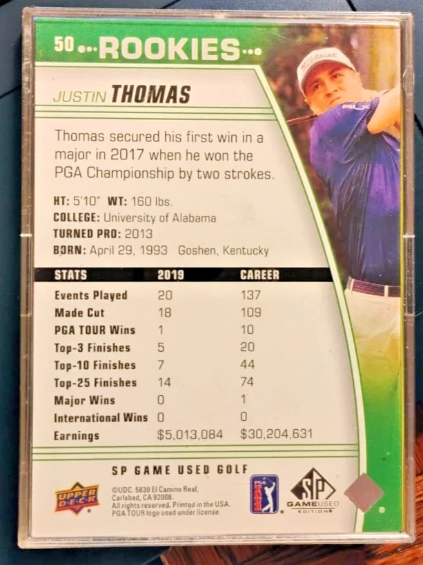 SP GAME  USED JUSTIN THOMAS ROOKIES CARD - Image 2 of 2