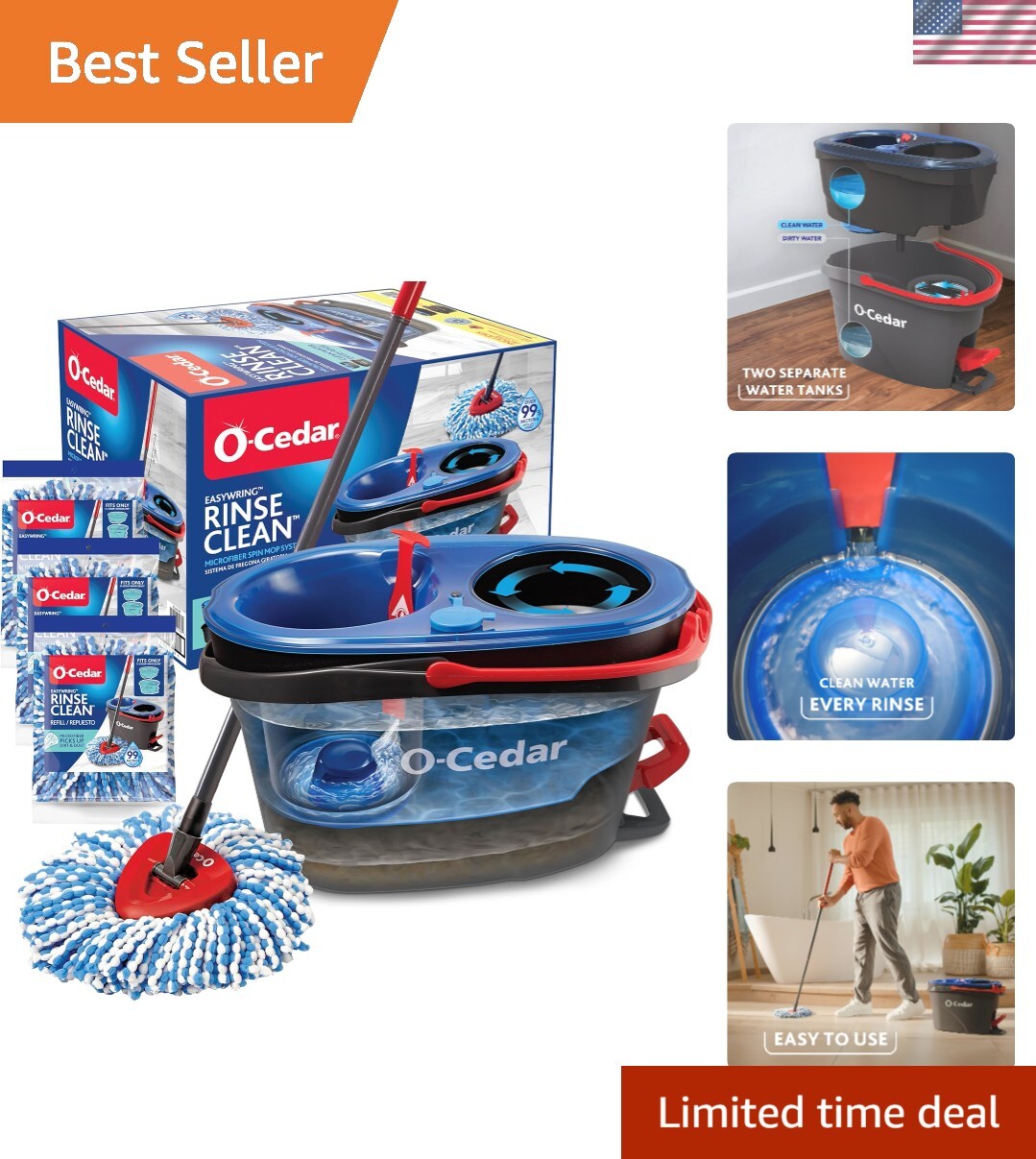 EasyWring Spin Mop and Bucket System for Effortless Floor Cleaning