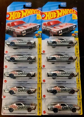 Hot Wheels 2022 '71 Dodge Charger ZAMAC HW Art Cars #5/10 (Lot of