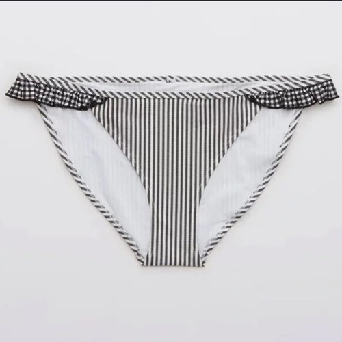 Aerie Striped Gingham Seersucker Ruffle Bikini Bottoms size Medium - Picture 3 of 10
