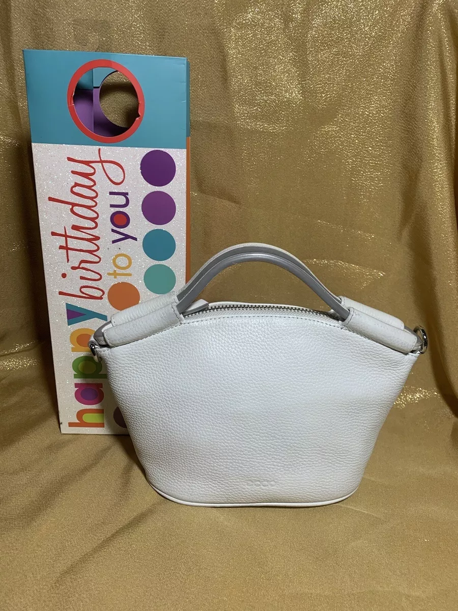 ECCO White Small Pebbled Leather Doctors Handbag Purse