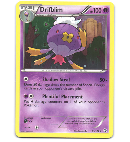 Pokemon 2012 Moderate Play Drifblim Dragons Exalted Rare 51/124 Card