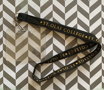 St. Olaf College Lanyard Northfield Minnesota Black & Gold Clear Pouch Go Oles!